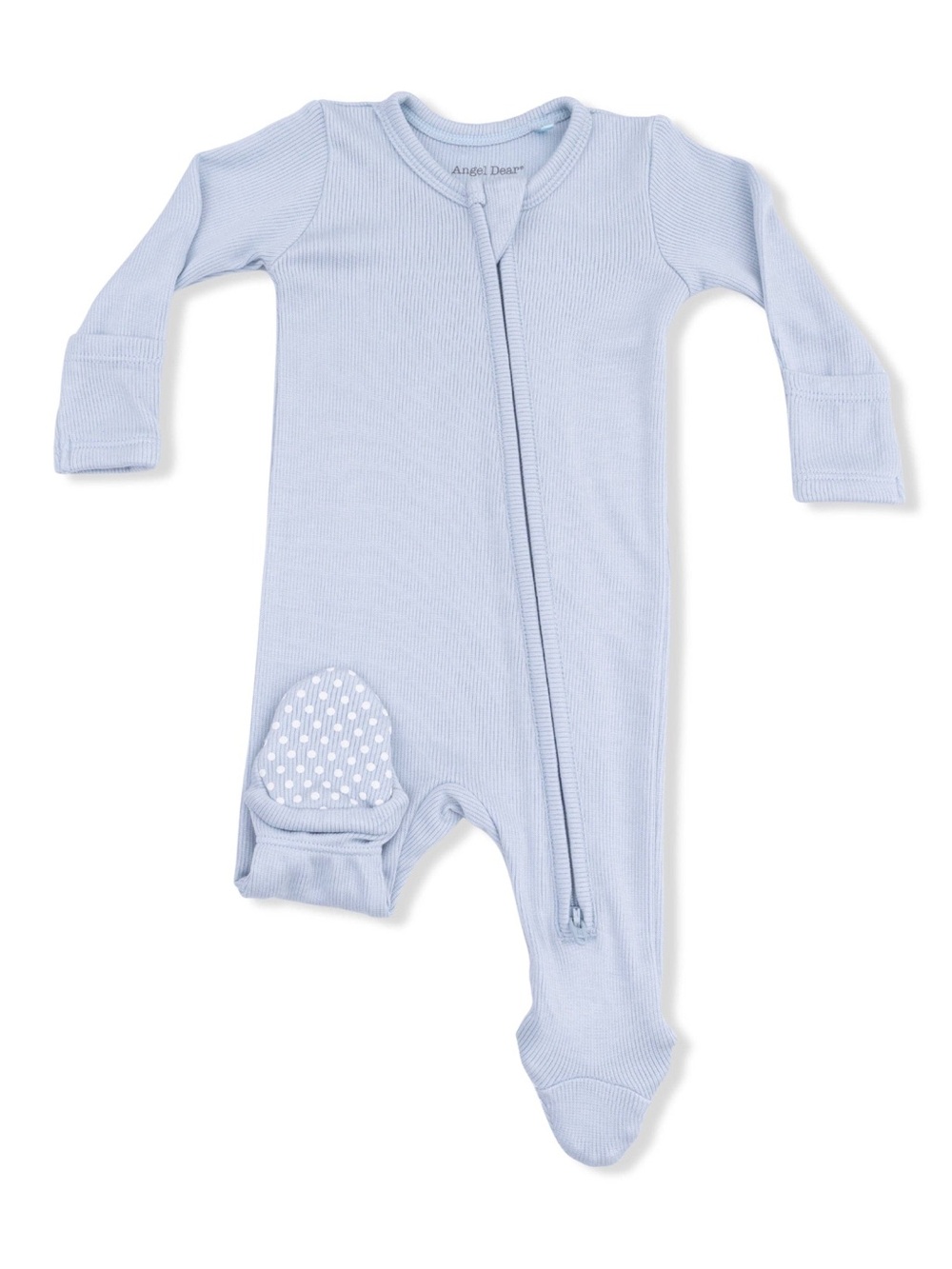 Angel Dear Solid Niagara Mist Rib Light Blue Footie Newborn 0-3 3-6 6-9 months